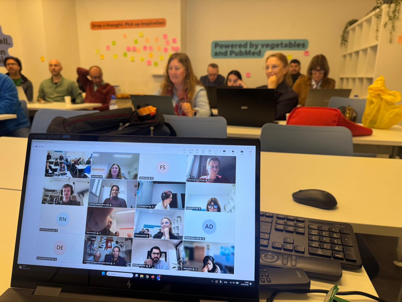 Hybrid screen and room participants at the Beyond Epicenters kick-off meeting