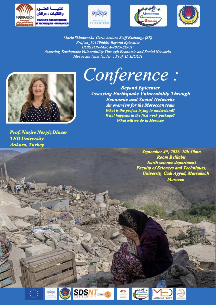 Conference poster for Prof. Nazire Nergiz Dinçer’s presentation at University Cadi Ayyad on 4 September 2026